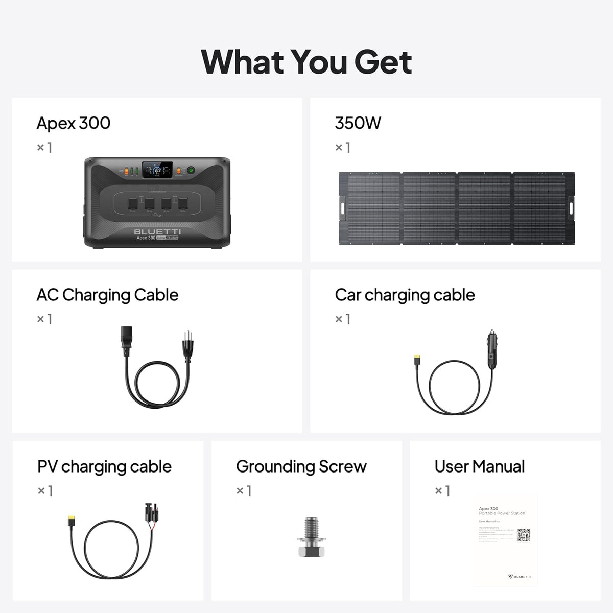 Estación de Energía Portátil BLUETTI Apex 300, 2764.8 Wh + Panel Solar 350 W
