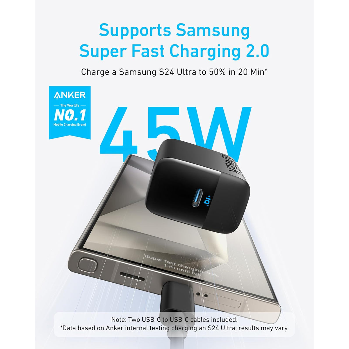 Anker Bloque de cargador USB C de 45 W, paquete de 2 cargadores tipo C de - vista 2