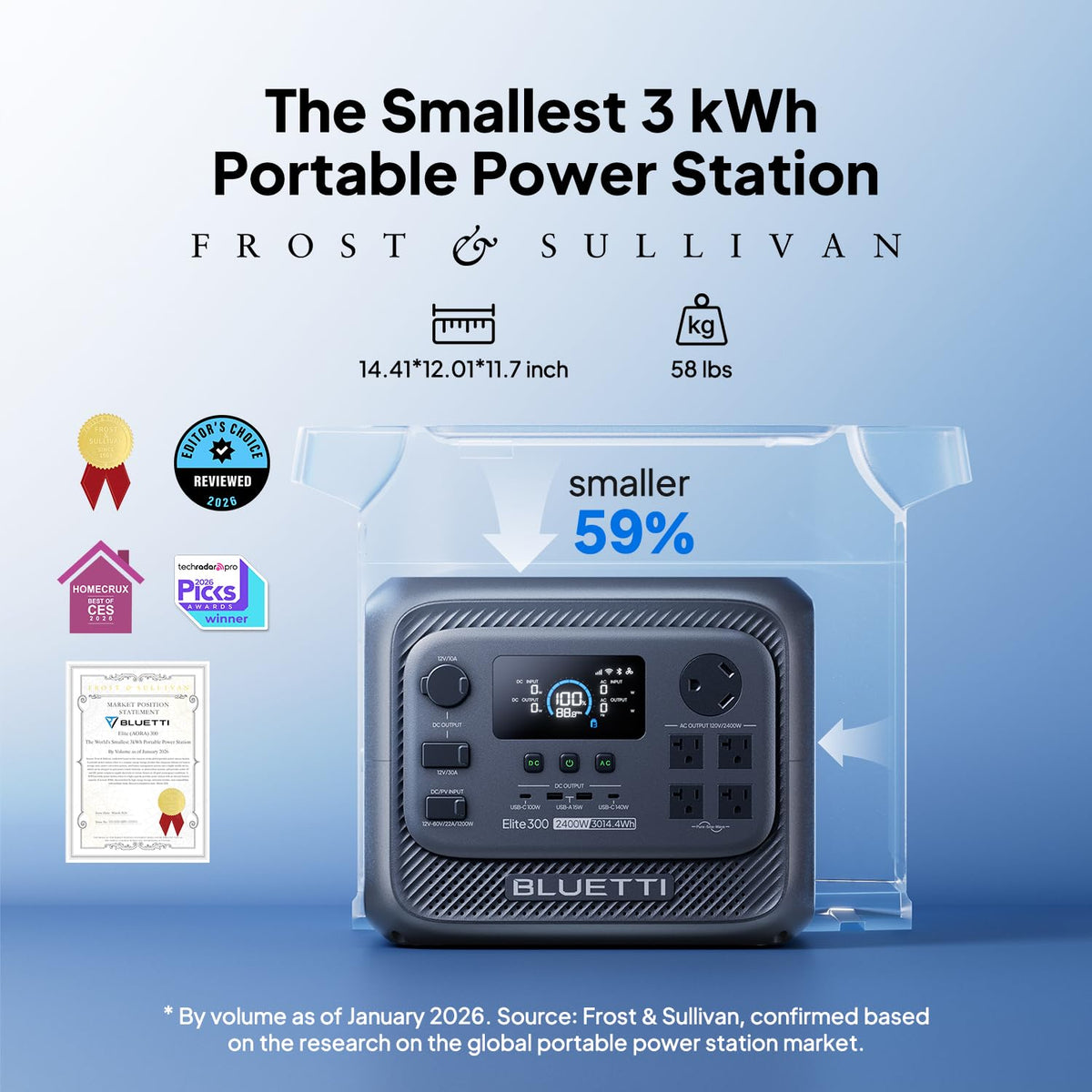 Estación de Energía Portátil BLUETTI Elite 300, 3014.4 Wh, 2400 W