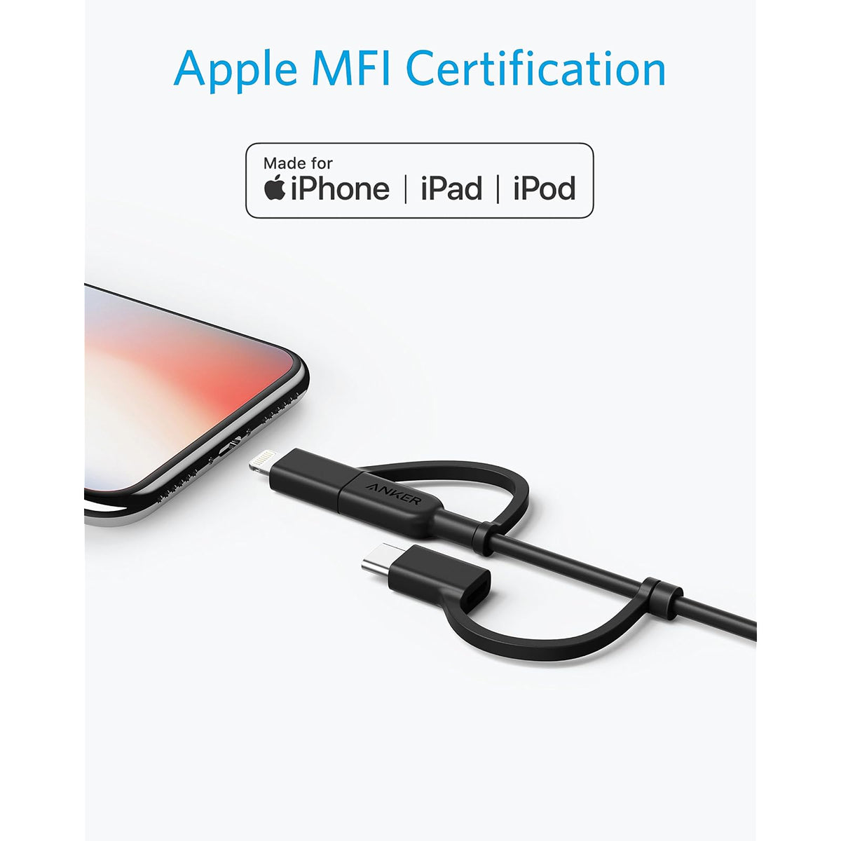 Cable Anker Powerline II 3 en 1 Lightning, USB C, cable micro USB - vista 4
