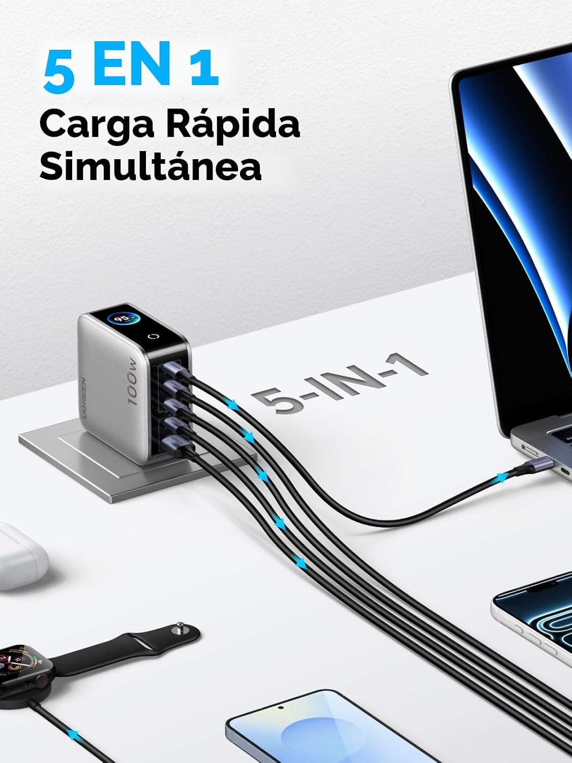 Cargador-UGREEN-Nexode-Pro-100-W-GaN-USB-C-con-Pantalla-Inteligente-5