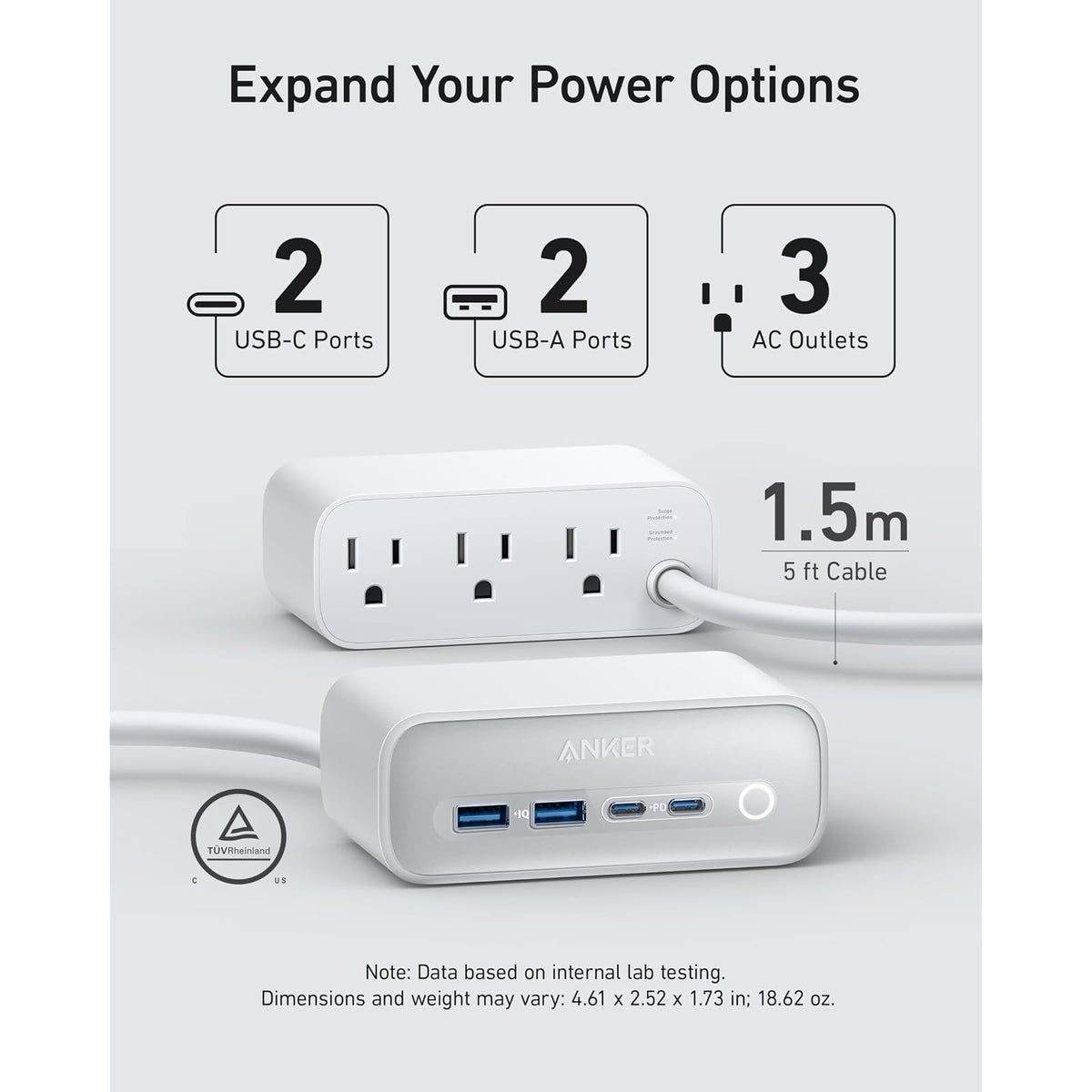 Cable Anker Estación de carga 525, tira de alimentación USB C de 7 en 1 para iPhone 13/14, cable de extensión de 5 pies - vista 2