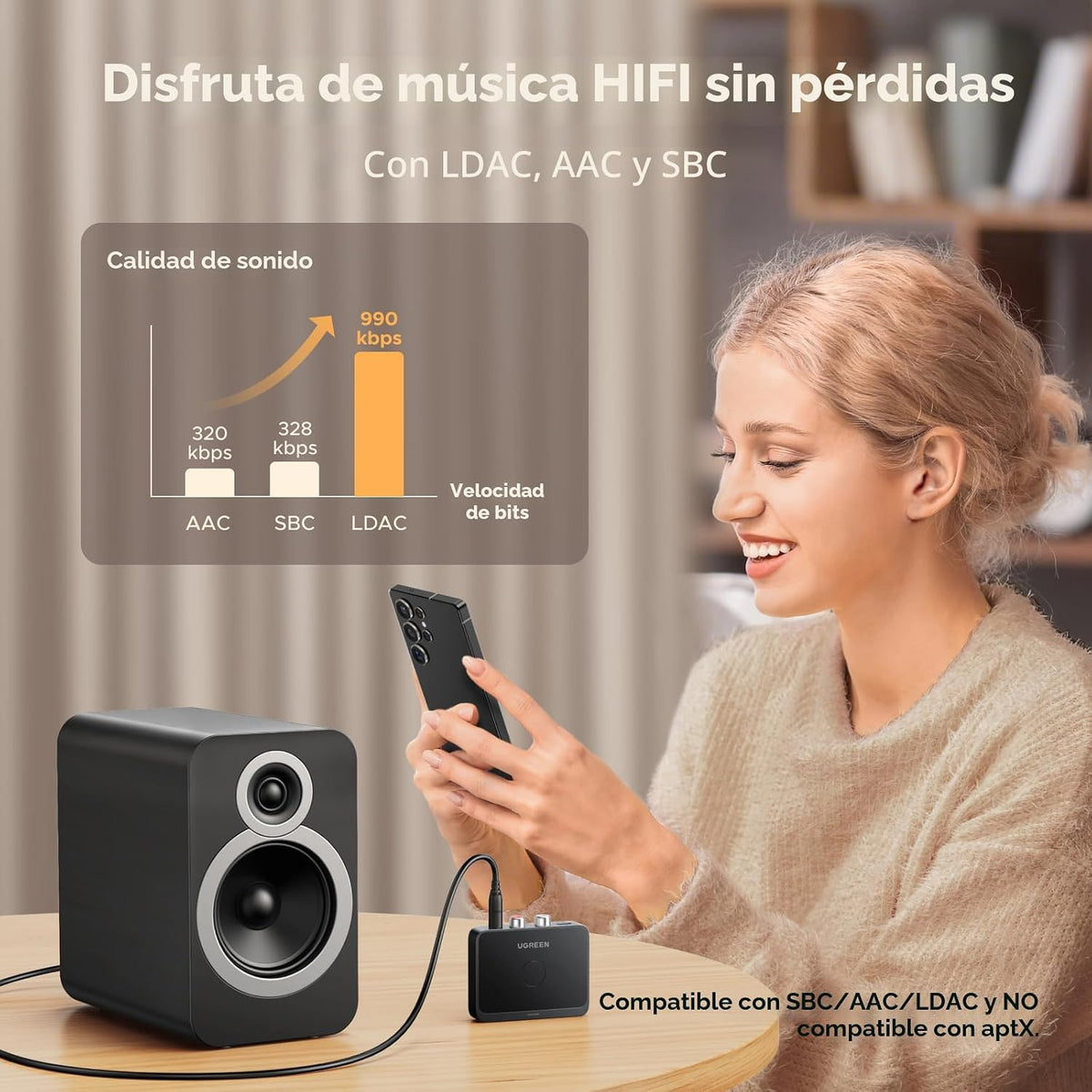 Receptor-Bluetooth-6-0-UGREEN-con-LDAC-para-Audio-de-Alta-Resolución-y-Baja-Latencia-2