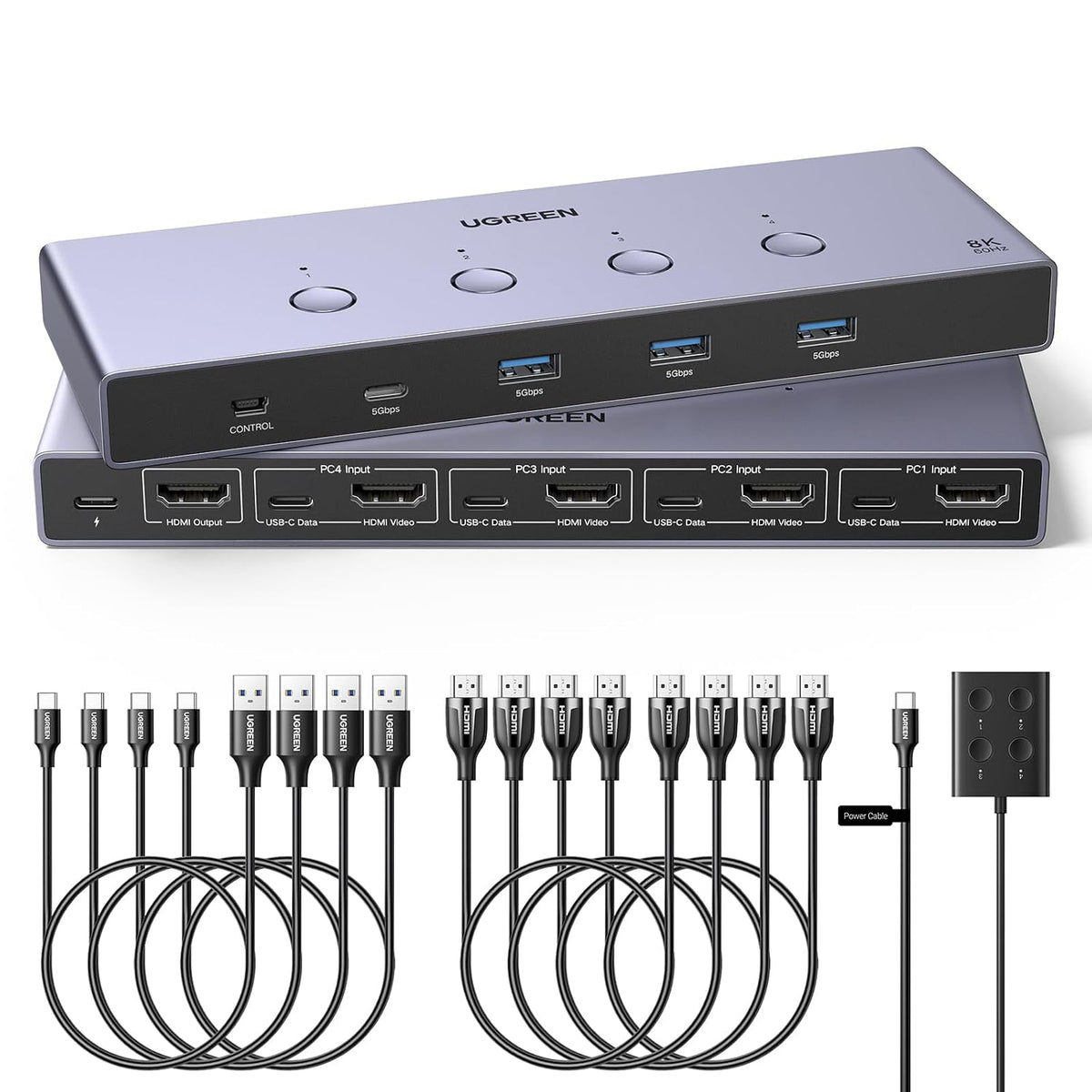 Switch-KVM-UGREEN-HDMI-8K-60Hz-para-4-Computadoras-con-4-Puertos-USB-3-0-portada
