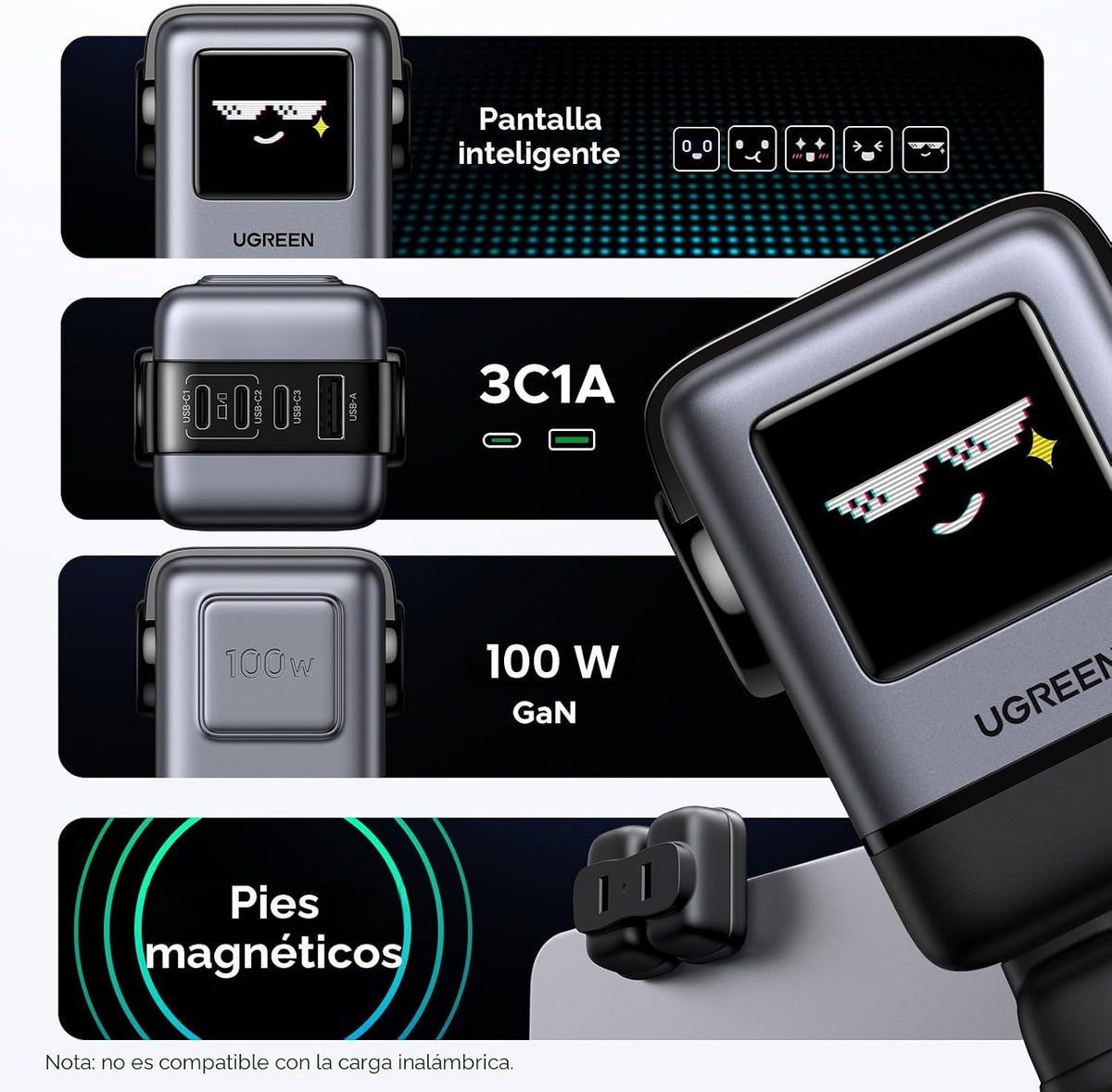 Cargador-de-Pared-UGREEN-Uno-100-W-GaN-de-4-Puertos-USB-C-7