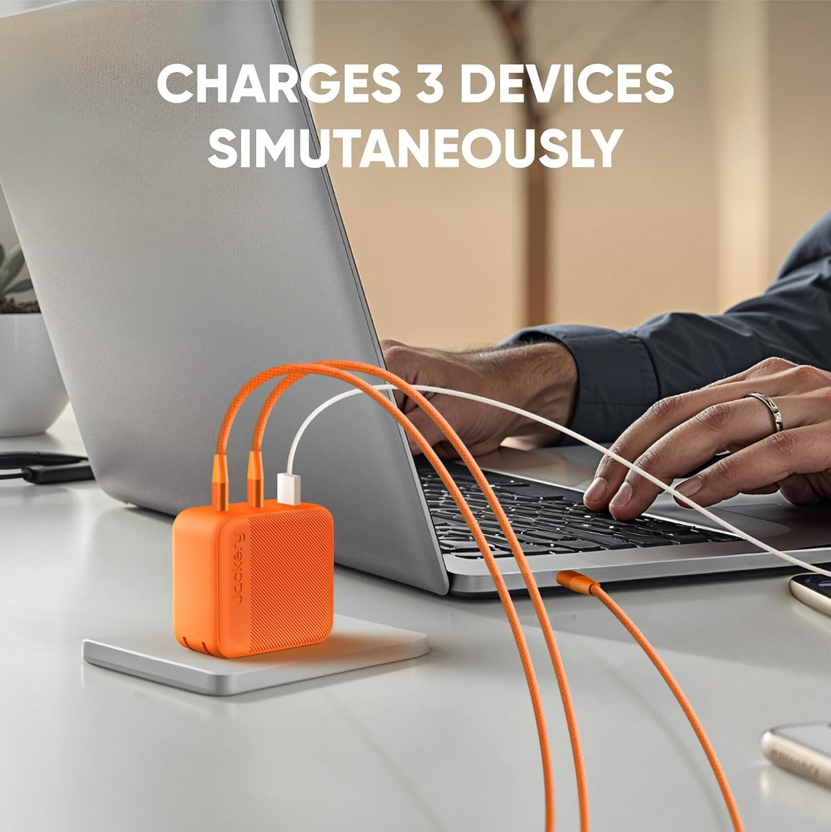 Cargador-Jackery-102W-GaN-3-Port-Fast-Naranja-detalle2