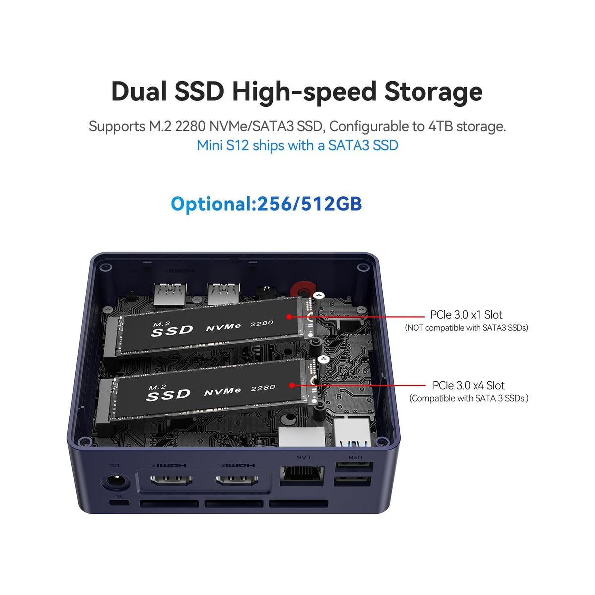 Mini PC Beelink Mini S12 12 GB RAM 480 GB SSD, con Intel N95 - vista 5
