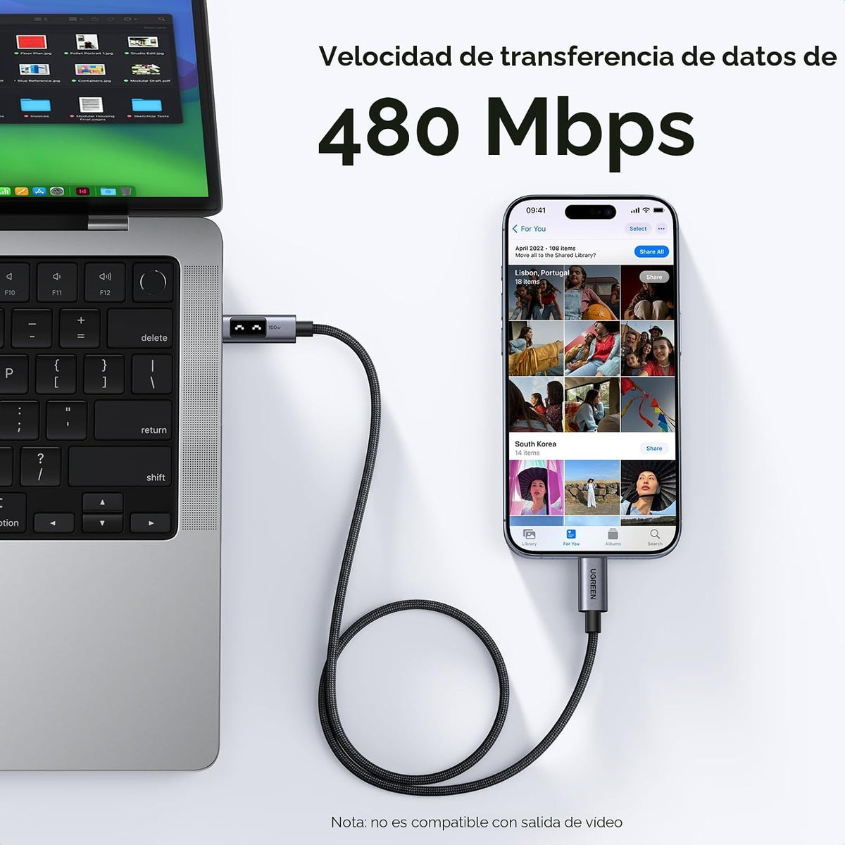 Cable-USB-C-a-USB-C-UGREEN-Uno-100-W-con-Pantalla-LED-5