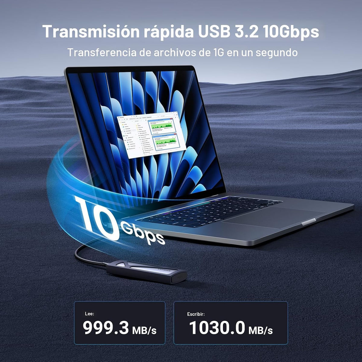 Carcasa-SSD-M-2-NVMe-UGREEN-USB-C-de-10-Gbps-sin-Herramientas-2