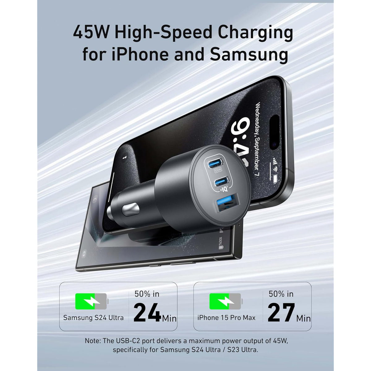 Cargador Anker de coche de carga rápida USB C ultracompacto de 3 puertos de - vista 4