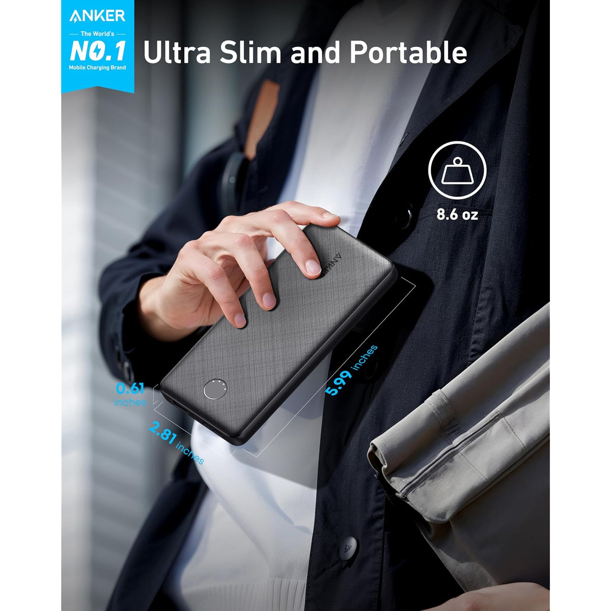 Power Bank Anker cargador portátil de 10,000 mAh, paquete de - vista 2