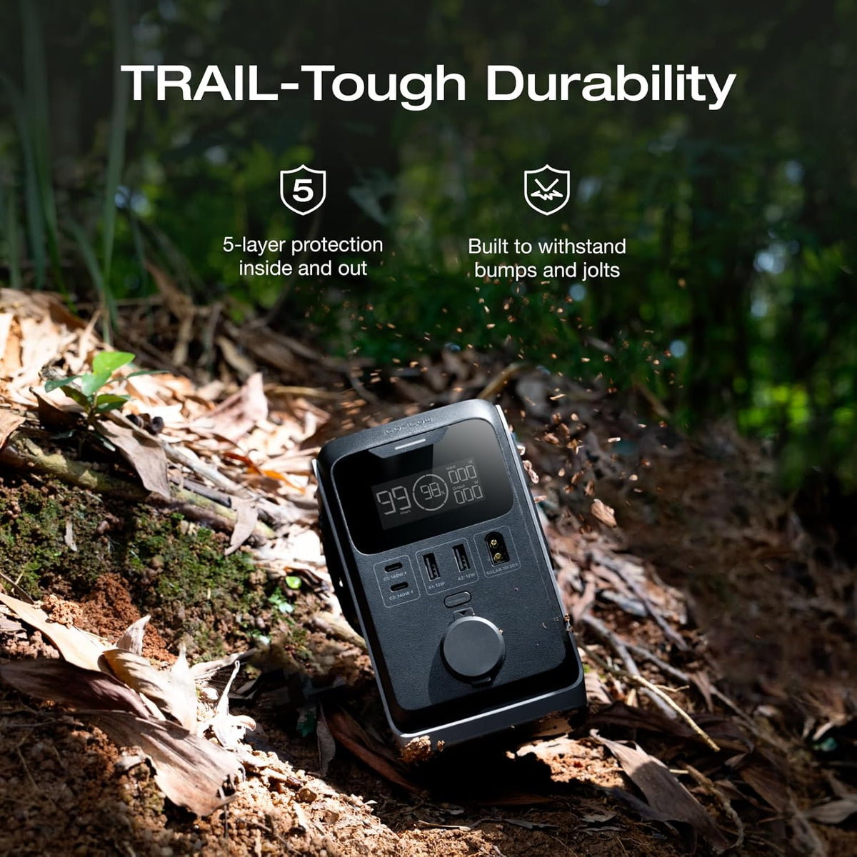Power-Bank-EcoFlow-TRAIL-Carga-300-W-Negro-y-Gris-puertos