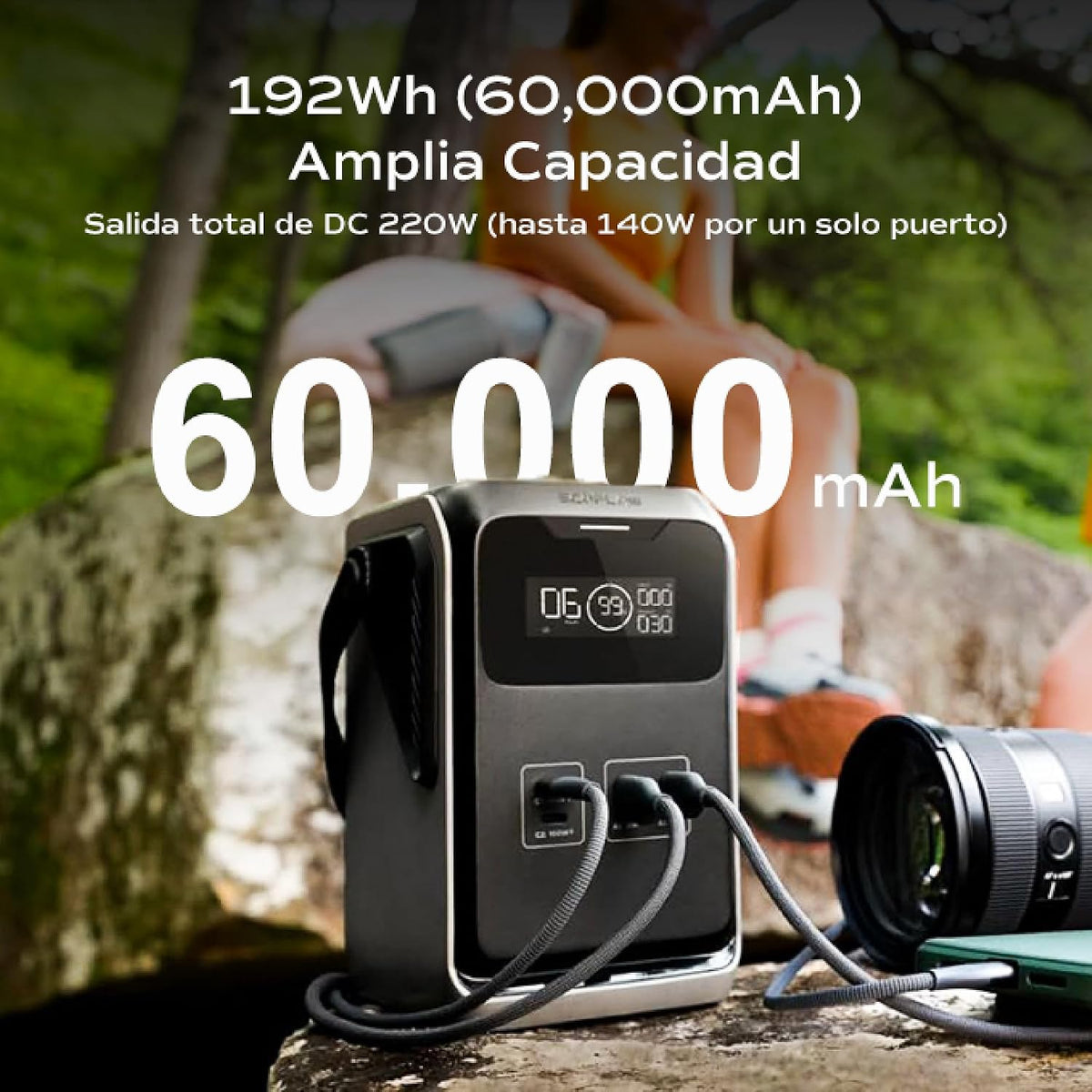 Power-Bank-EcoFlow-TRAIL-Carga-220-W-Negro-y-Gris-detalle2