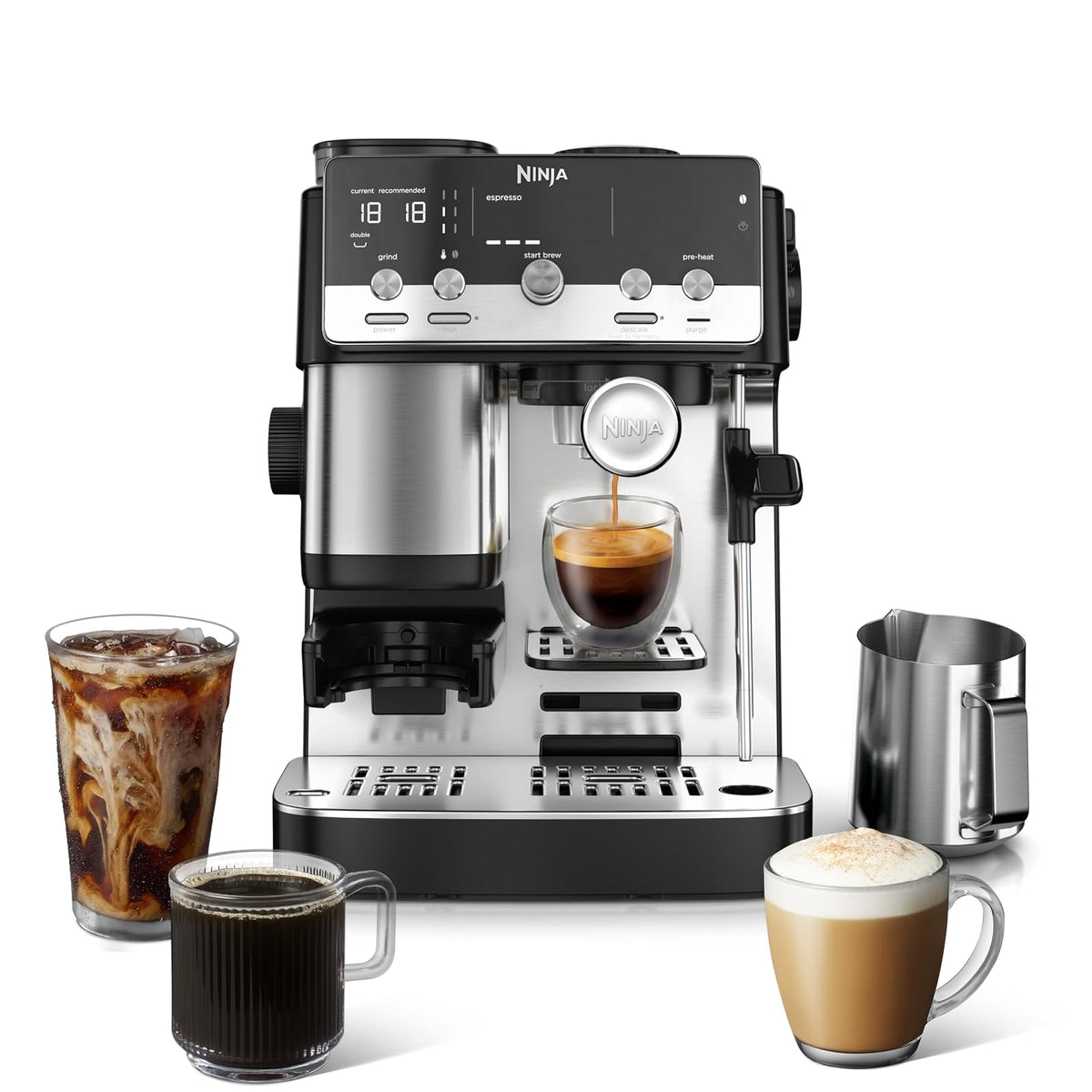 Cafetera Ninja Luxe Café Mini 2 en 1 Espresso y Goteo ES301 - Plateado