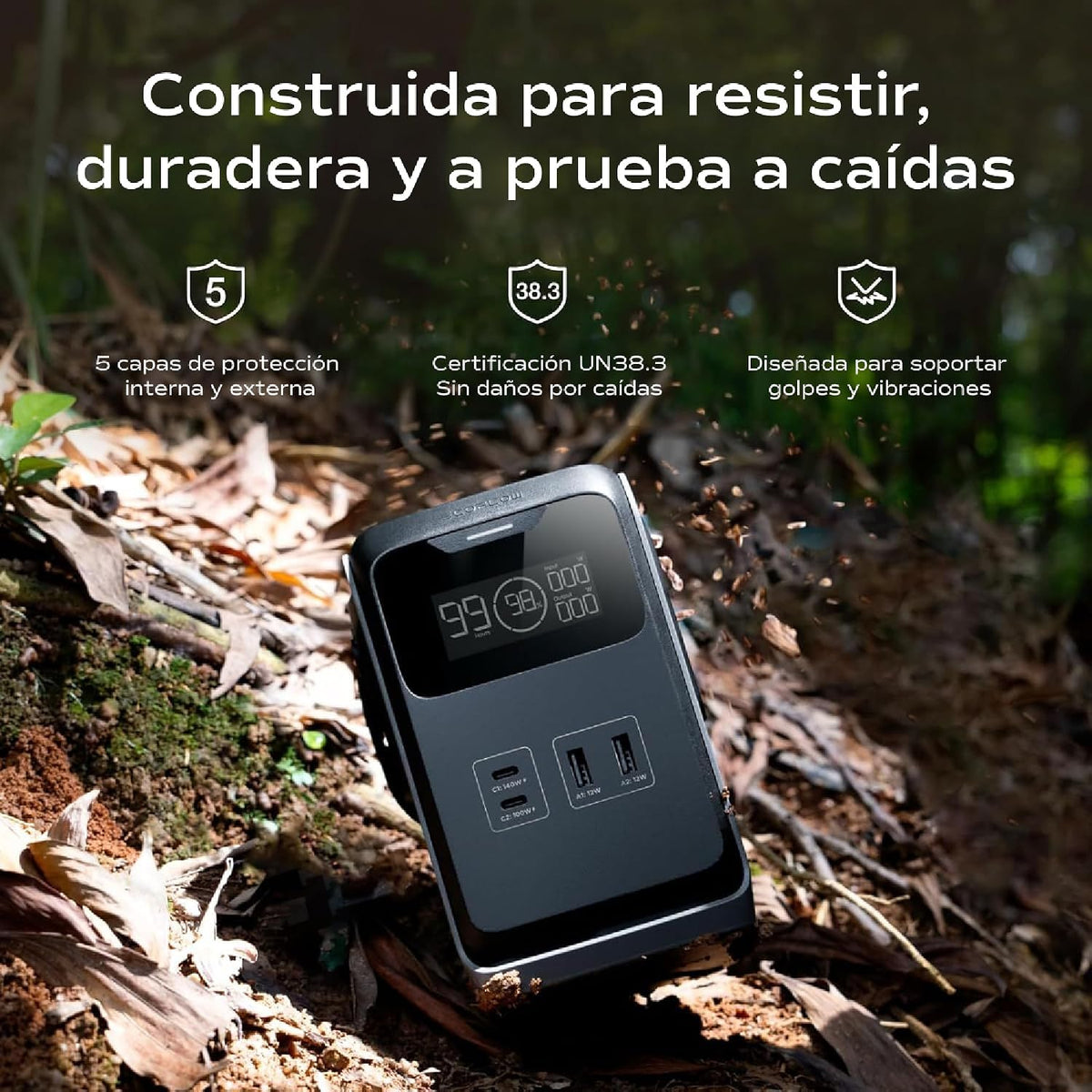 Power-Bank-EcoFlow-TRAIL-Carga-220-W-Negro-y-Gris-puertos