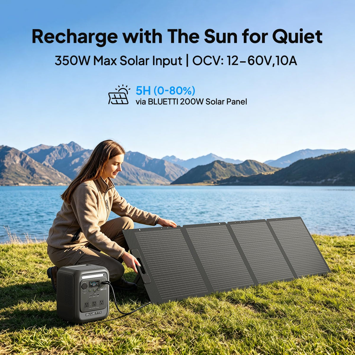 Estación de Energía Portátil BLUETTI Elite 100 Mini, 1004.8 Wh, 1400 W + Panel Solar 200 W