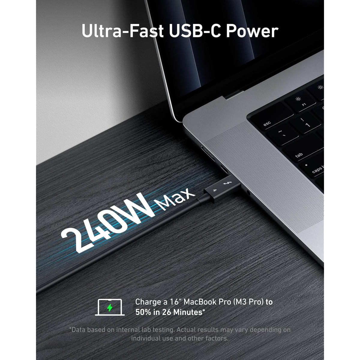 Cable Anker Thunderbolt 4 USB C a USB C (240 W, 2.3 pies) - vista 4