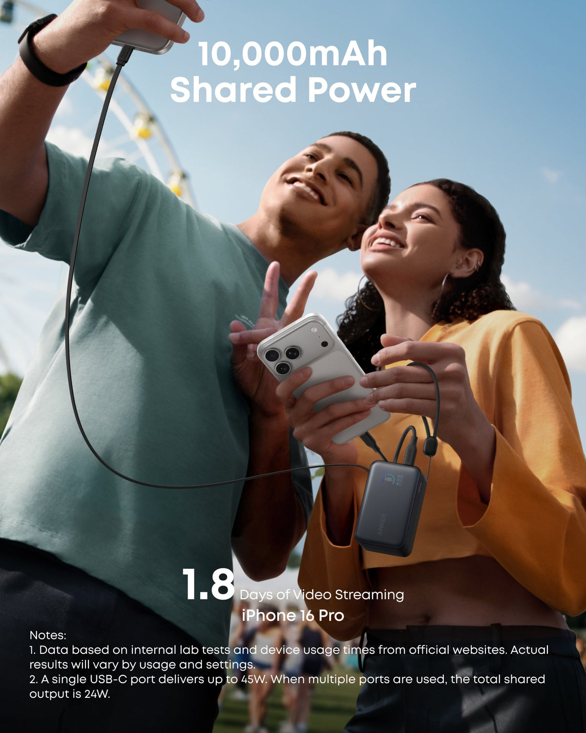 Power Bank Anker Nano 10K 45W USB-C Retráctil