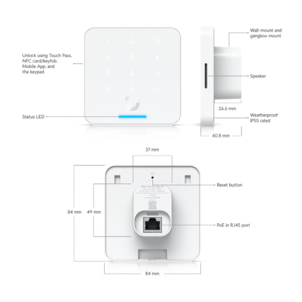 Acceso-a-Puertas-Ubiquiti-Uni-Fi-Reader-Flex-White