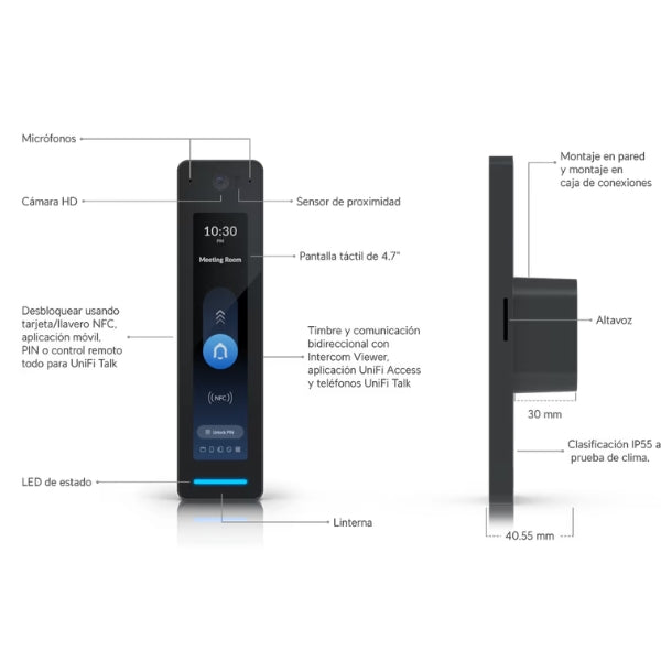 Acceso-a-Puertas-Ubiquiti-UniFi-Access-Lector-de-2da-Generación-para-InteriorExterior