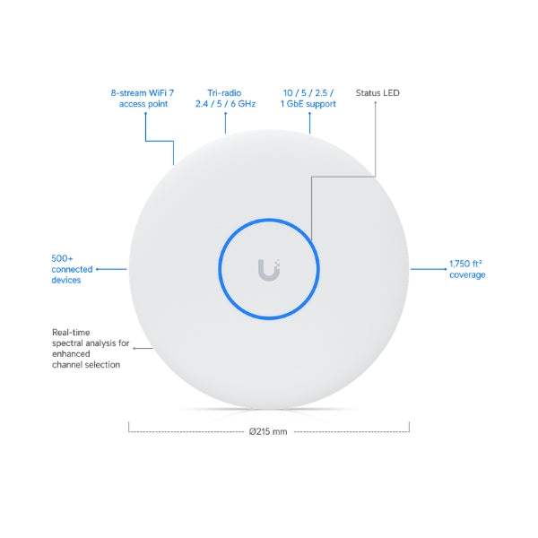 Access-Point-Ubiquiti-U7-Pro-XGS-WiFi-7-10GbE-8-Streams-PoE++Cobertura-160-m²