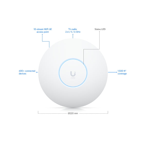 Access-Point-Ubiquiti-UniFi-U6-Enterprise-WiFi-6E-Tri-Band-2,5GbE-PoE+Cobertura-140 m²