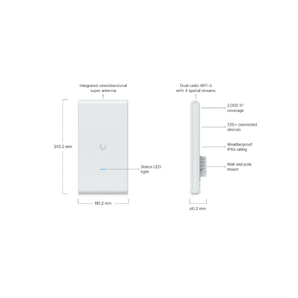 Access-Point-Ubiquiti-UniFi-U6-Mesh-Pro-WiFi-6-Dual-Band-IPX6-PoE-para-Interior-Exterior