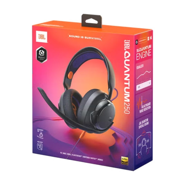 Audífono - Gaming - JBL - Quantum 250 - 3,5 mm - Over-ear - Spatial Sound - Micrófono Cardioide - Multiplataforma - Negro - JBLQTUM250BLKAM
