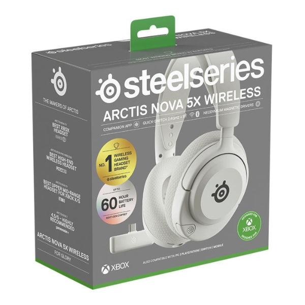 Audífono - Gaming - SteelSeries - Arctis - Nova - 5X - Wireless - Xbox - Inalámbrico - Bluetooth - 2.4GHz - USB-C - 60 - Horas - 61677 - Blanco