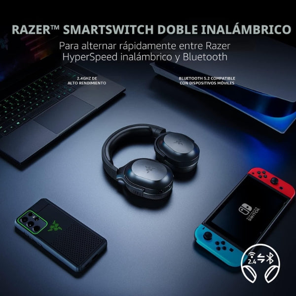 Audífono - Micrófono - Razer - Barracuda - X - Inalámbrico - SmartSwitch - Bluetooth - USB-C - 40mm - Negro - RZ04-04430100-R3U1