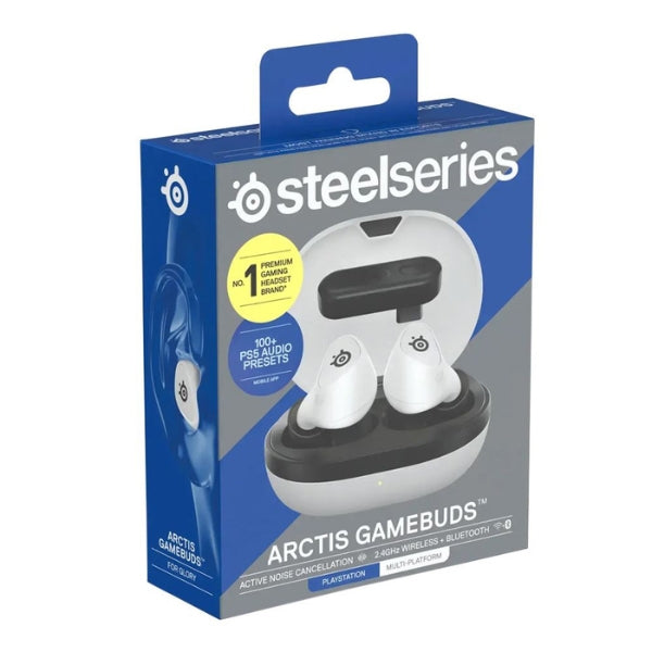Audífonos - Gaming - SteelSeries - Arctis - GameBuds - PlayStation - Wireless - Earbuds - Bluetooth - 5.3 - 2.4GHz - ANC - IP55 - 40 - Horas - 61708 - Blanco
