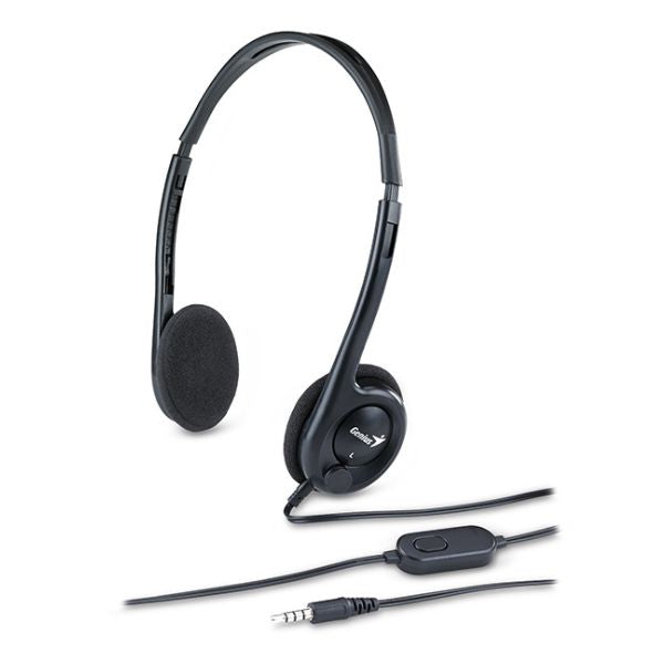 Audifonos-Genius-HS-200C-Ajustables-peso-liviano-57-gramos-2-conectores-de-3.5mm-Color-Negro-diagonal