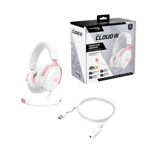 Audífonos-HyperX-Cloud-III-Wired-Gaming-Headset-9W1Q4AA-White-Pink