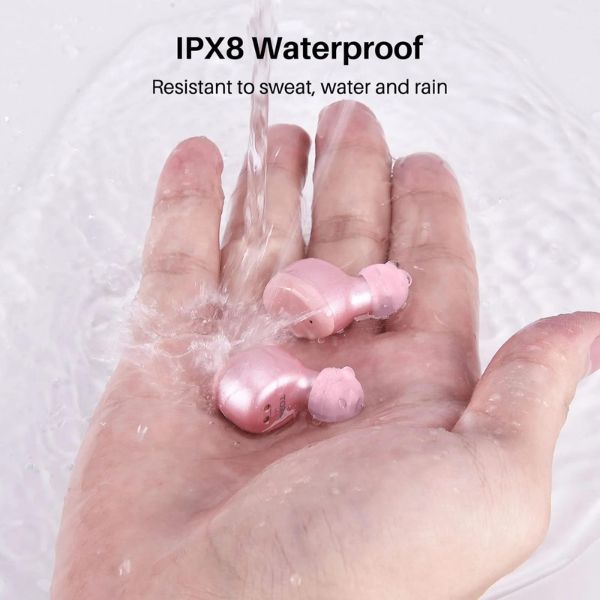 Audifonos Tozo T6 inalámbricos True Bluetooth 5.3 con control táctil con estuche de carga inalámbrica W1 Color Rosado