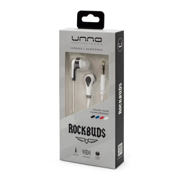 Audifonos Unno Tekno Rockbuds 3.5Mm Estereo Blanco Hs7003Wt