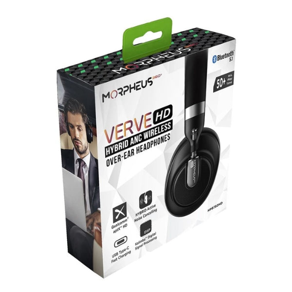 Audífonos Inalámbricos Morpheus 360 Verve HD Bluetooth - Active Noise Cancelling - Drivers 40mm - HP9750HD - Negro