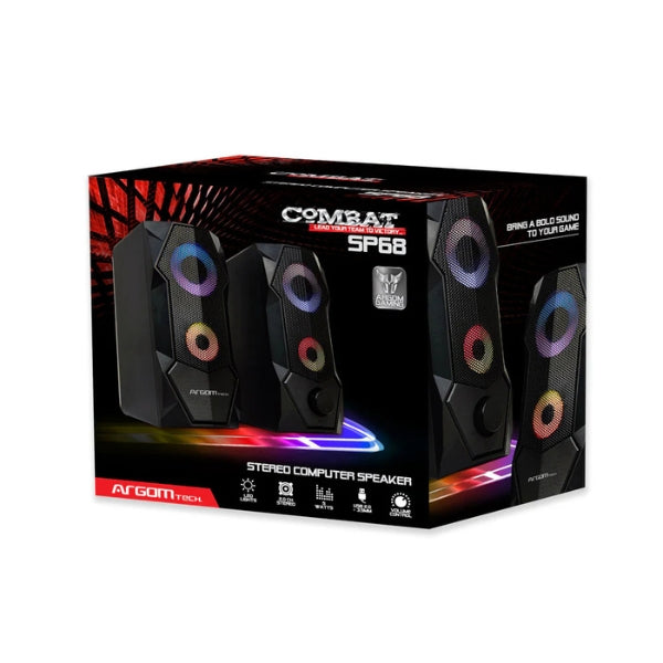 Bocinas - Gaming - Combat - S68 - 2.0CH - Multimedia - USB + 3.5mm - 2,5W x2 - LED - ARG-SP-1068BK