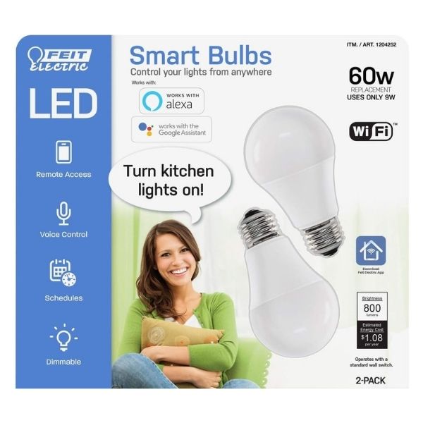 Bombillos-inteligentes-LED-2-Pack-WIFI-de-colores-FEIT-Electric-60W-control-de-voz-aplicacion-y-Alexa