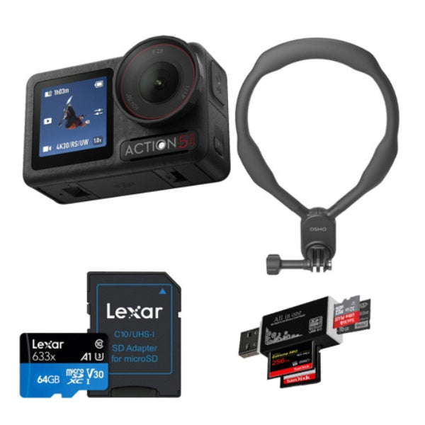 Cámara-de-Acción-DJI-Osmo-Action-5-Pro-Combo-Montura-de-cuello-microSDXC-64GB-USB-Lector-de-múltiples-tarjetas
