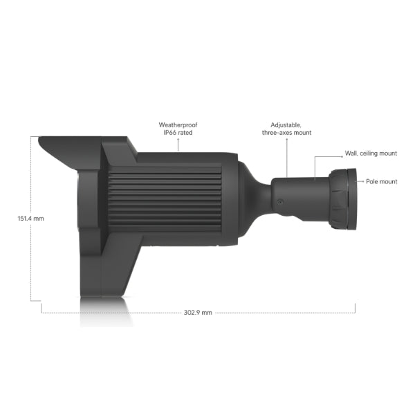Cámara-de-Seguridad-Ubiquiti-AI-LPR-Bullet-4K-Zoom-Óptico-3x-LPR-IP66-PoE+