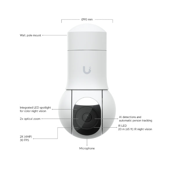 Cámara-de-Seguridad-Ubiquiti-UniFi-G5-PTZ-2K-Zoom-Óptico-PoE+IP66-Montaje-en-Pared-Polo