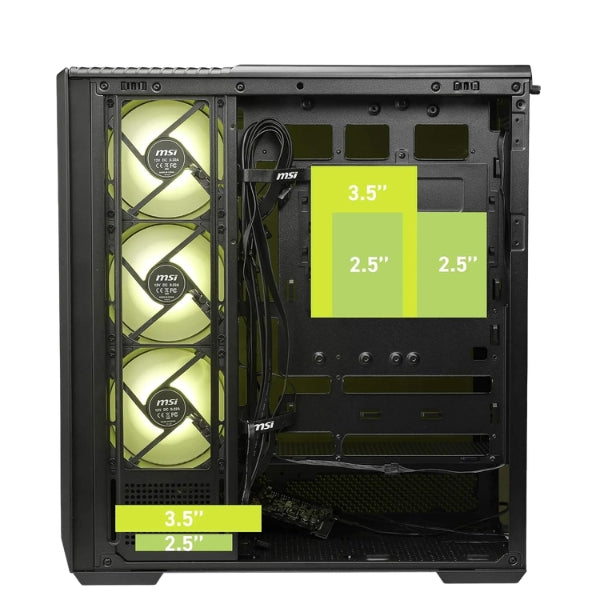 Case - MSI - Gaming - MAG - PANO - 130R - PZ - Mid - Tower - ATX - Vidrio - Templado - ARGB - 4x - Fan - 120mm - USB - Tipo - C - Negro-side