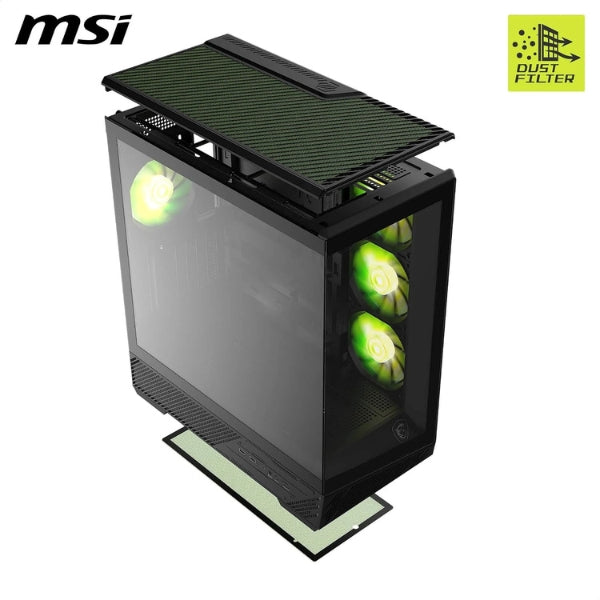 Case - MSI - Gaming - MAG - PANO - 130R - PZ - Mid - Tower - ATX - Vidrio - Templado - ARGB - 4x - Fan - 120mm - USB - Tipo - C - Negro-diagonal