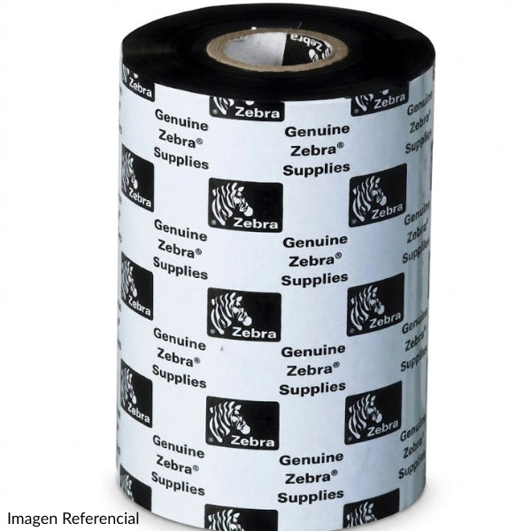 Cinta Ribbon de Cera Zebra 1600 Standard - 83mm x 450m - Core 1 - Negro - Caja 18 Piezas - 1600BK08345