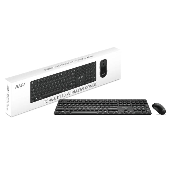 Combo - Teclado - Mouse - MSI - Forge - K210 - Wireless - Teclado - Español - Interruptores - Tijera - Mouse - 1600 - DPI - USB - Negro