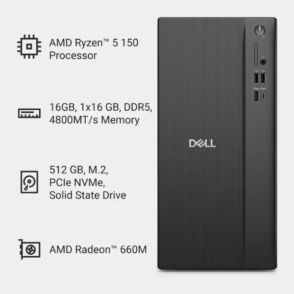 Computador-Dell-DT1265-AMD-Ryzen-5-150-(4,55-GHz)-16-GB-DDR5-512-GB-NVMe-M,2-AMD-Radeon-660M-180-W-Win-11-Home-Black