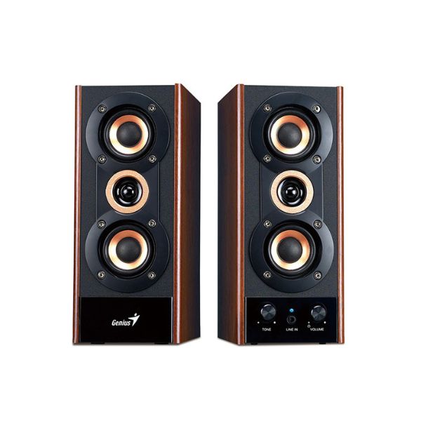 Corneta-Genius-SP-HF800A-II-Altavoz-de-madera-Bassy-20-vatios-controladores-de-woofer-2-audio3.5-Color-MaderaNegro-front
