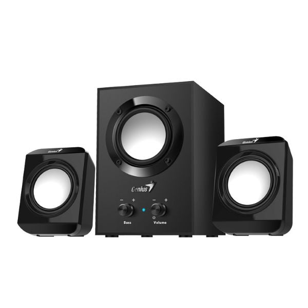Corneta Genius SW-2.1 300 Altavoz de 21 canales Subwoofer, 10 Vatios, audio 3.5mm 100v-240v Color Negro