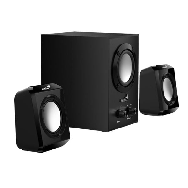 Corneta Genius SW-2.1 300 Altavoz de 21 canales Subwoofer, 10 Vatios, audio 3.5mm 100v-240v Color Negro
