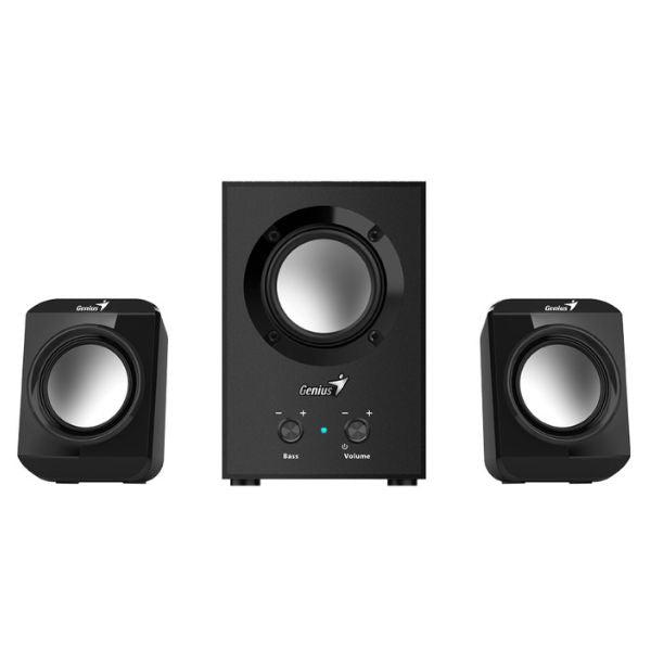 Corneta Genius SW-2.1 300 Altavoz de 21 canales Subwoofer, 10 Vatios, audio 3.5mm 100v-240v Color Negro